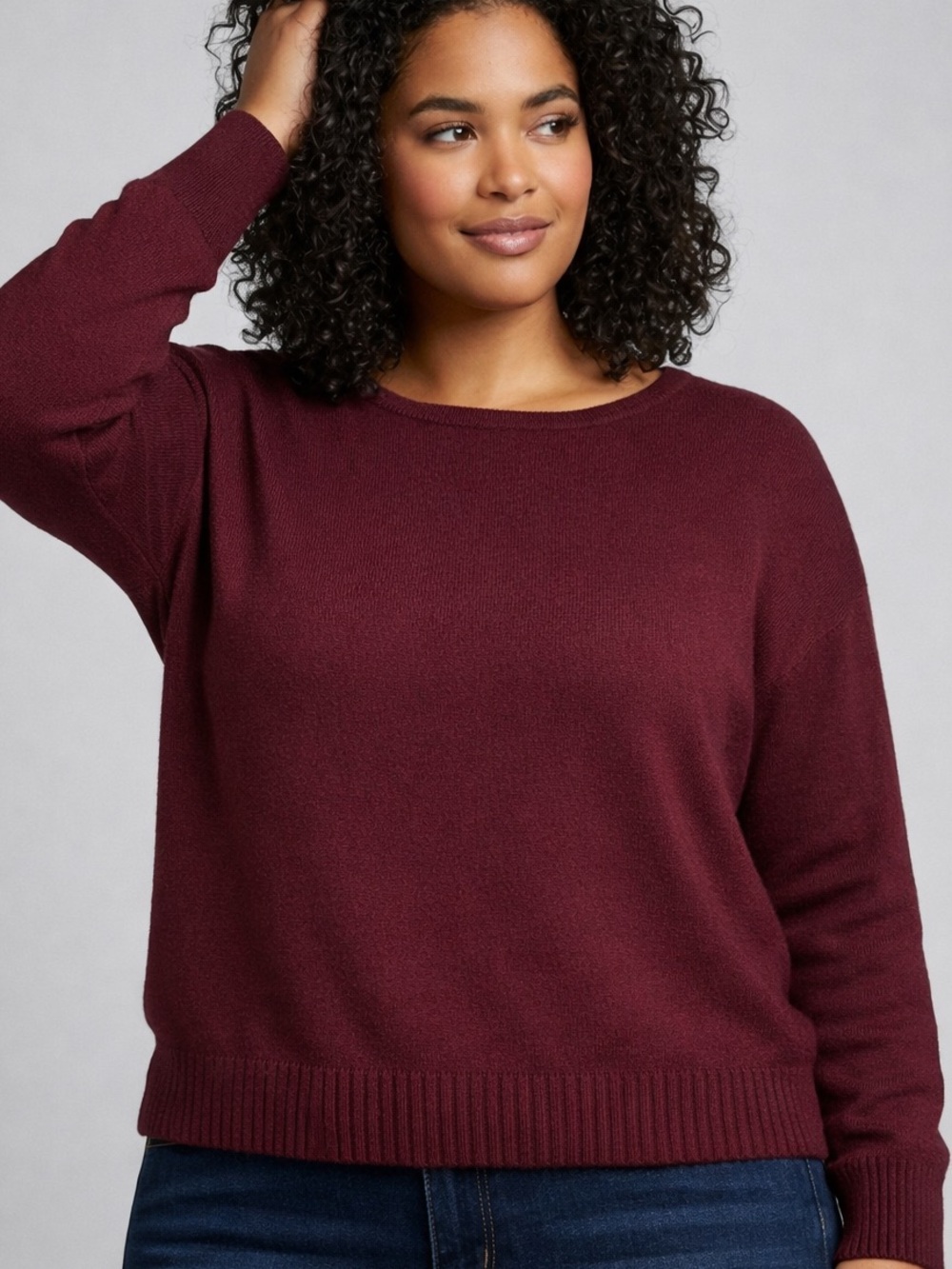 Addition Elle Burgundy Knit Sweater Boat Neck X Large